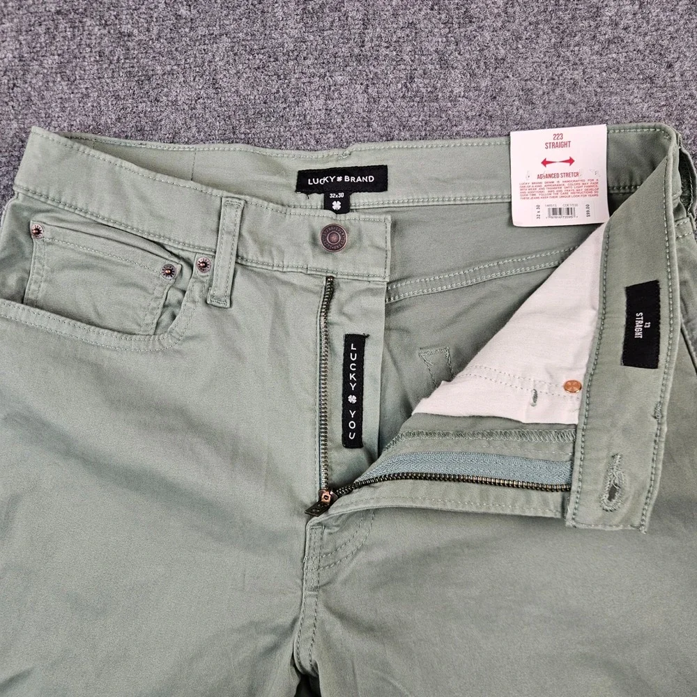 $99 Lucky Brand 223 Straight Leg Advanced Stretch Pants Green Mens 32x30 NEW